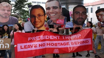 Relatives and supporters of hostages held in Gaza since the October 7, 2023 attack on Israel by Hamas protest for the release of all hostages outside the headquarters of the Likud Party, in Tel Aviv, Israel. Reuters