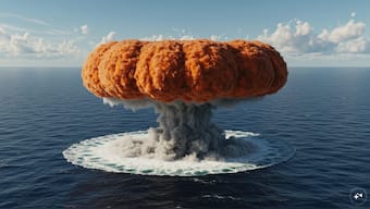 The paper presents a bold proposal to employ a buried nuclear explosion in a remote basaltic seabed for pulverising basalt, thereby accelerating carbon sequestration. Representational Image/AI-generated via Firstpost