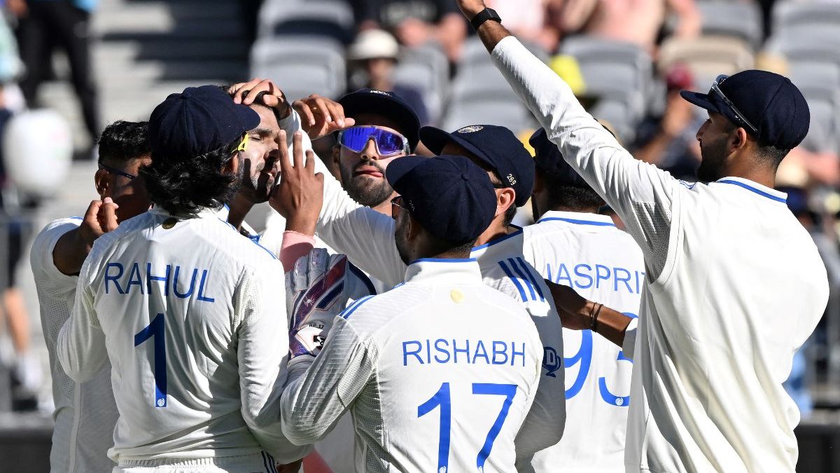 Indian players celebrate after taking a wicket in a match. Image: AFP Indian players celebrate after taking a wicket in a match. Image: AFP