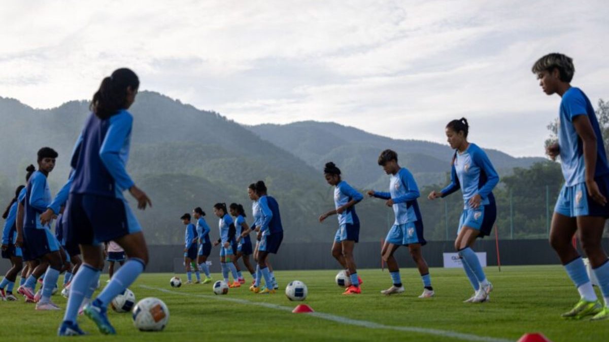 Indian women's team training ahead of AFC Asian Cup qualifiers. Image: AIFF Indian women's team training ahead of AFC Asian Cup qualifiers. Image: AIFF