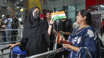 Indian students returning from Iran via Armenia, under an evacuation operation facilitated by the Government of India. They are seen exiting from the Indira Gandhi International Airport, in New Delhi, on June 19. 110 students from Kashmir Valley reached New Delhi early Thursday. PTI