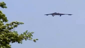 A US Air Force B-2 stealth bomber returns after the US attacked key Iranian nuclear sites, at Whiteman Air Force Base, Missouri. Reuters