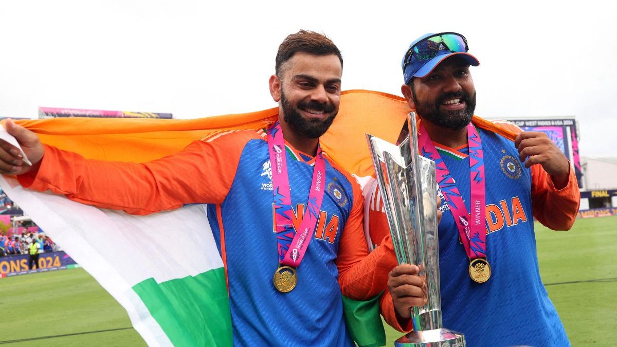 Virat Kohli and Rohit Sharma celebrate with the trophy after winning the T20 World Cup. Image: Reuters Virat Kohli and Rohit Sharma celebrate with the trophy after winning the T20 World Cup. Image: Reuters