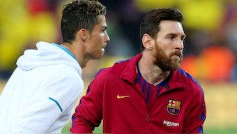 Cristiano Ronaldo with Lionel Messi when they played in La Liga for Real Madrid and Barcelona respectively. Image: Reuters