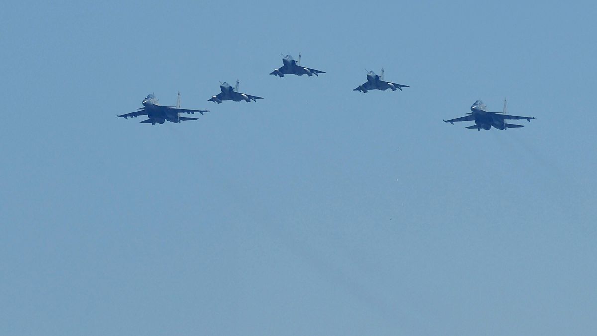 Indian Air Force officers, who participated in Balakot airstrike, fly 3 Mirage 2000 aircrafts and 2 Su-30 MKI fighter planes in ‘Avenger formation’, during the 87th Indian Air Force Day Parade, at Hindon airbase, in Ghaziabad, on October 8, 2019. PTI Indian Air Force officers, who participated in Balakot airstrike, fly 3 Mirage 2000 aircrafts and 2 Su-30 MKI fighter planes in ‘Avenger formation’, during the 87th Indian Air Force Day Parade, at Hindon airbase, in Ghaziabad, on October 8, 2019. PTI