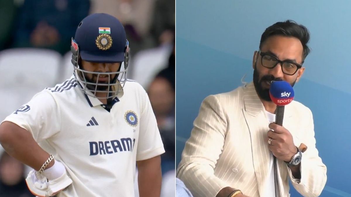 Dinesh Karthik translated what Rishabh Pant said to himself after playing those shots. Image: SkySports Dinesh Karthik translated what Rishabh Pant said to himself after playing those shots. Image: SkySports