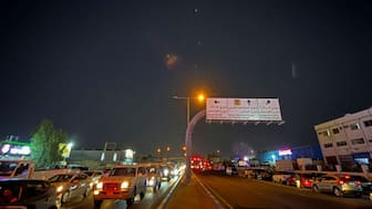Traces are seen in the sky after Iran's armed forces say they targeted The Al-Udeid base in a missile attack, in Qatar, June 23, 2025.  Reuters