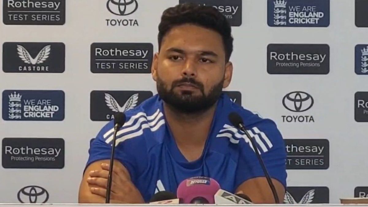 Rishabh Pant at the press conference ahead. Image: X/RevSportz Rishabh Pant at the press conference ahead. Image: X/RevSportz