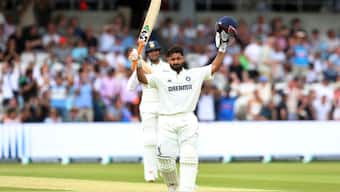 Rishabh Pant celebrates after hitting his 7th ton. Image: Reuters