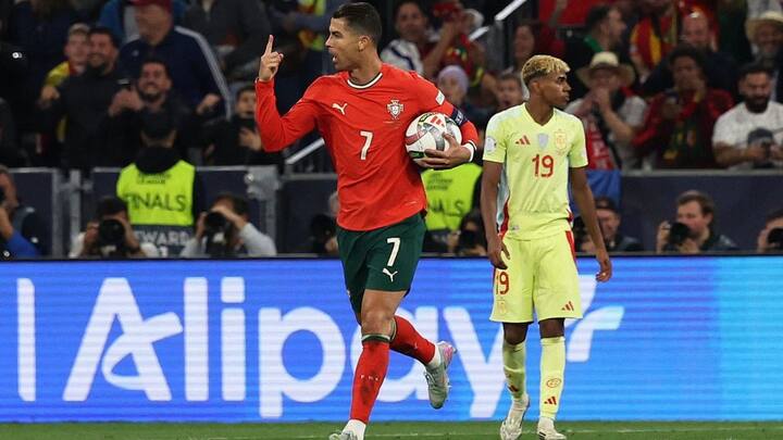 'I'm No. 1': Ronaldo celebrates boldly as he points to himself after scoring the equaliser in Nations League final