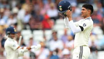 India's Shubman Gill puts his helmet on during 1st Test against England. Image: Reuters