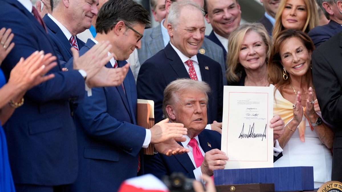 Trump held the ceremony on the South Lawn of the White House on Independence Day. Reuters
Trump held the ceremony on the South Lawn of the White House on Independence Day. Reuters