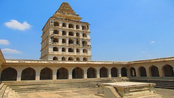 The seven storey high Kalyana Mahal in Gingee's fort 