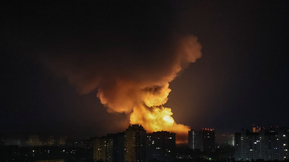 An explosion of a drone lights up the sky over the city during a Russian drone and missile strike, amid Russia's attack on Ukraine, in Kyiv, Ukraine. Reuters An explosion of a drone lights up the sky over the city during a Russian drone and missile strike, amid Russia's attack on Ukraine, in Kyiv, Ukraine. Reuters