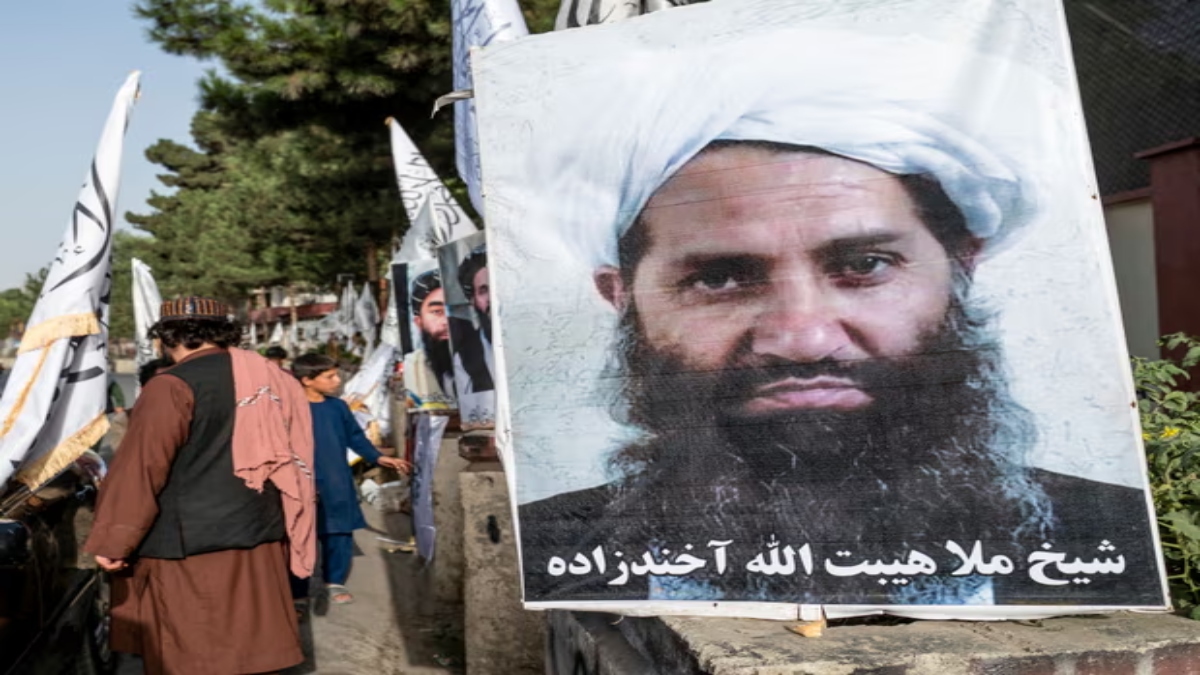 A poster of the Taliban’s supreme leader, Haibatullah Akhundzada, displayed in Kabul. The ICC has issued arrest warrants naming him and Afghanistan’s Chief Justice, Abdul Hakim Haqqani. AFP A poster of the Taliban’s supreme leader, Haibatullah Akhundzada, displayed in Kabul. The ICC has issued arrest warrants naming him and Afghanistan’s Chief Justice, Abdul Hakim Haqqani. AFP