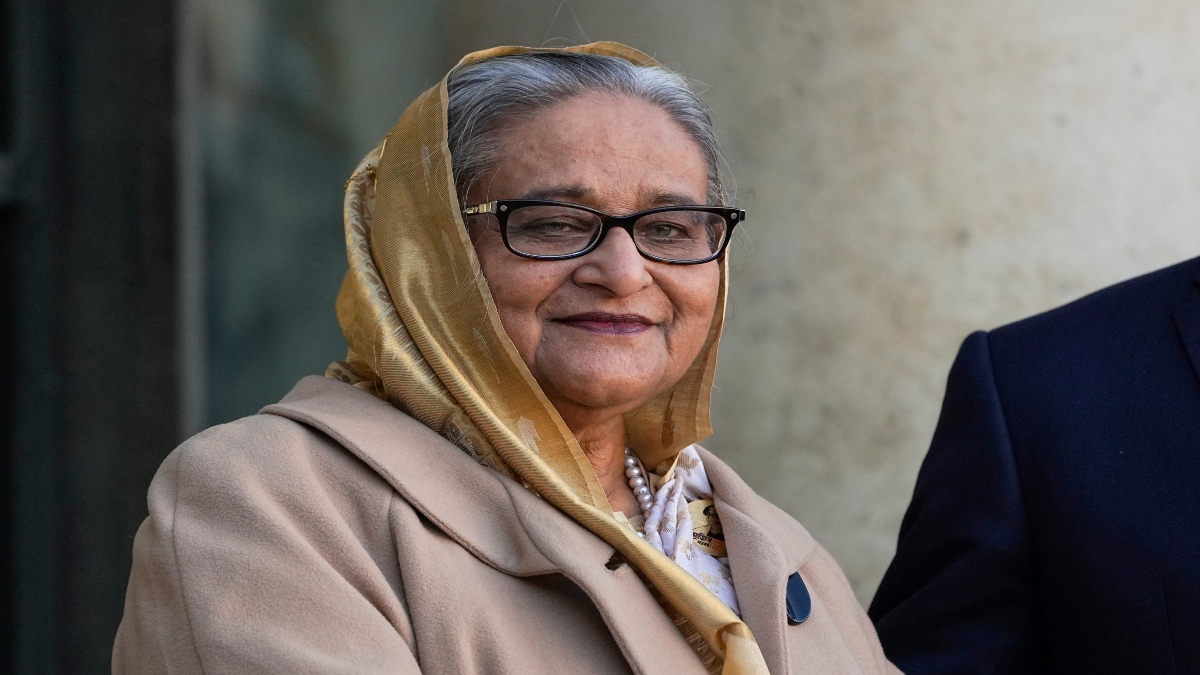 Prime Minister of Bangladesh Sheikh Hasina Wazed arrives at the Elysee Palace in Paris, Nov. 9, 2021, to meet French President Emmanuel Macron for bilateral talks on the sideline of the Paris Peace Forum summit. AP Prime Minister of Bangladesh Sheikh Hasina Wazed arrives at the Elysee Palace in Paris, Nov. 9, 2021, to meet French President Emmanuel Macron for bilateral talks on the sideline of the Paris Peace Forum summit. AP