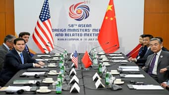 US Secretary of State Marco Rubio meets with China's Foreign Minister Wang Yi during the 58th Asean Foreign Ministers' meeting and related meetings at the Convention Centre in Kuala Lumpur on Friday. Reuters