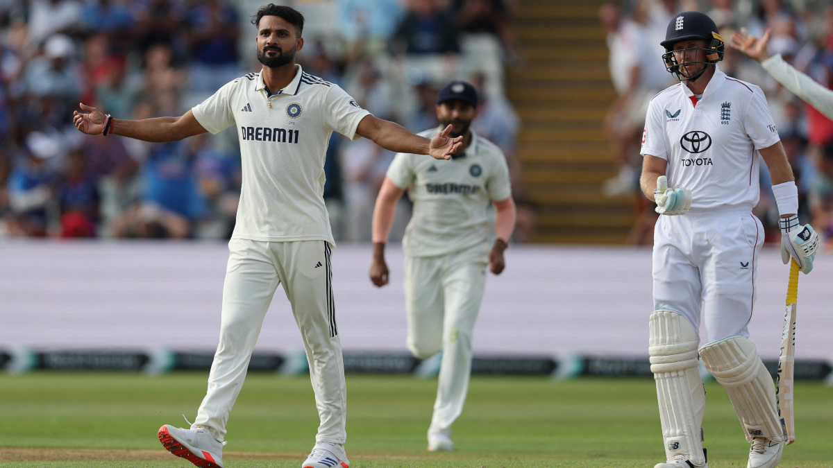 India pacer Akash Deep celebrates after dismissing English batting star Joe Root on Day 4 of the second Test at Edgbaston. Reuters India pacer Akash Deep celebrates after dismissing English batting star Joe Root on Day 4 of the second Test at Edgbaston. Reuters