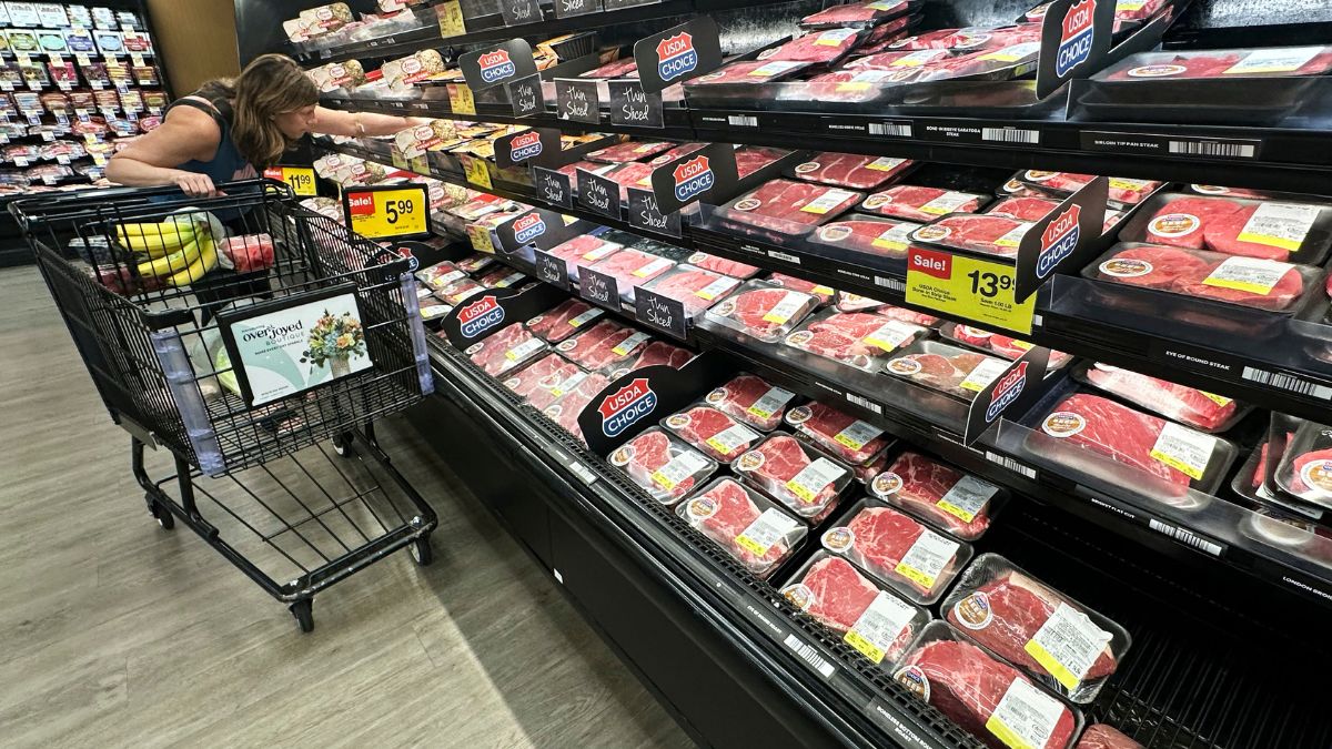 A shopper compares beef prices at a grocery store in Mount Prospect, Illinois, July 17, 2025. File Image/AP A shopper compares beef prices at a grocery store in Mount Prospect, Illinois, July 17, 2025. File Image/AP