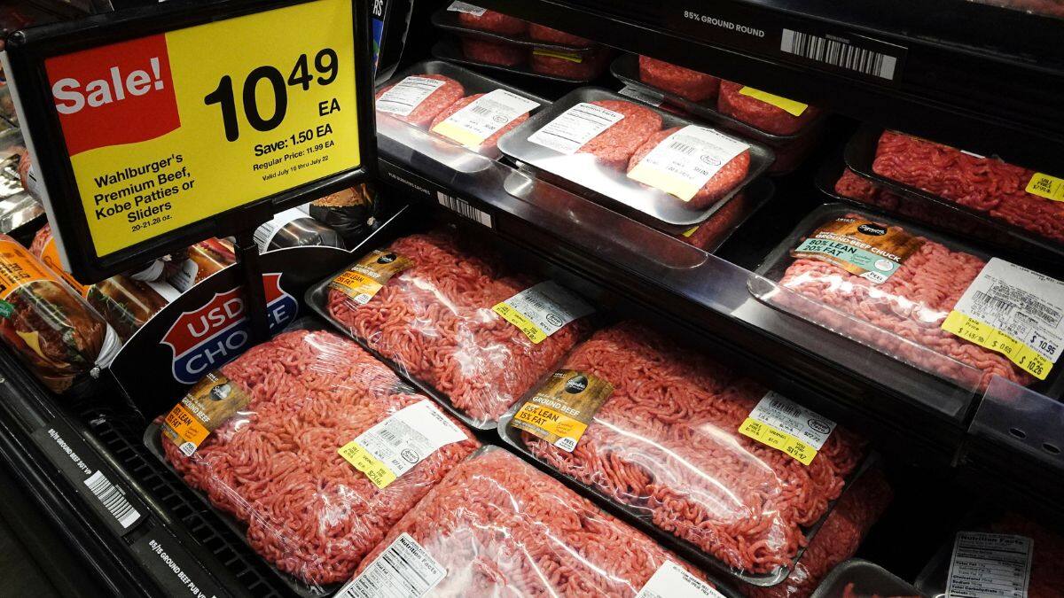 A price for beef is displayed at a grocery store in Mount Prospect, Illinois, July 17, 2025. File Image/AP