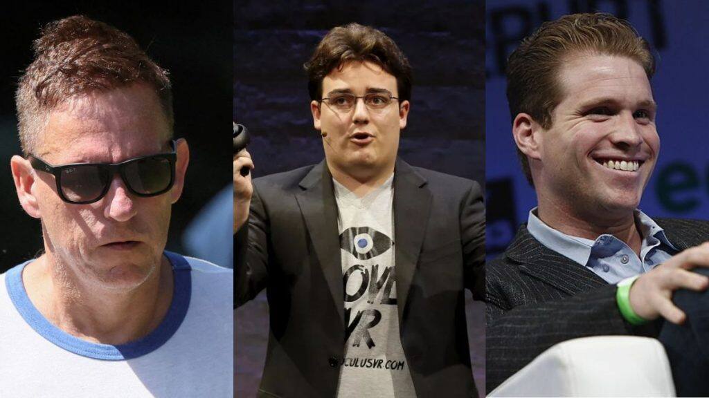 Billionaires like Peter Thiel (R), Palmer Luckey (C), and Joe Lonsdale (L) are backing Erebor bank. Agencies