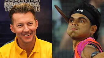 Brett Lee said he admires the sporting achievements of Neeraj Chopra. Images: PTI/Reuters
