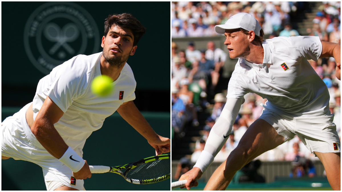 Carlos Alcaraz and Jannik Sinner are set for a dream showdown in the Wimbledon men's singles final on Sunday. AP Carlos Alcaraz and Jannik Sinner are set for a dream showdown in the Wimbledon men's singles final on Sunday. AP