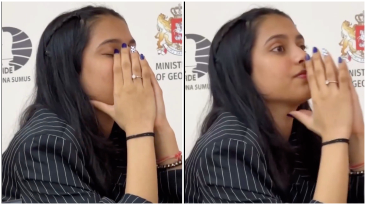 Watch: IM Divya Deshmukh's epic reaction after upsetting Chinese GM Zhu Jiner in the pre-quarterfinals of the FIDE Women's World Cup Watch: IM Divya Deshmukh's epic reaction after upsetting Chinese GM Zhu Jiner in the pre-quarterfinals of the FIDE Women's World Cup
