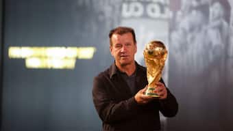 Brazil footballer and former coach Dunga with the FIFA World Cup trophy. Image: Reuters

