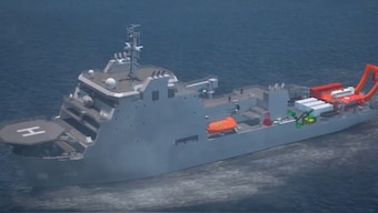 Nistar is the first indigenously designed and constructed Diving Support Vessel. Screengrab from Eastern Naval Command on X.
