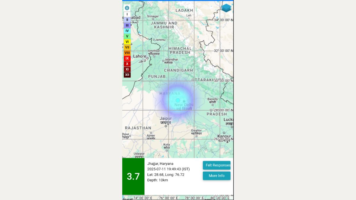 3.7-magnitude earthquake strikes Haryana's Jhajjar, tremors felt in Delhi 3.7-magnitude earthquake strikes Haryana's Jhajjar, tremors felt in Delhi