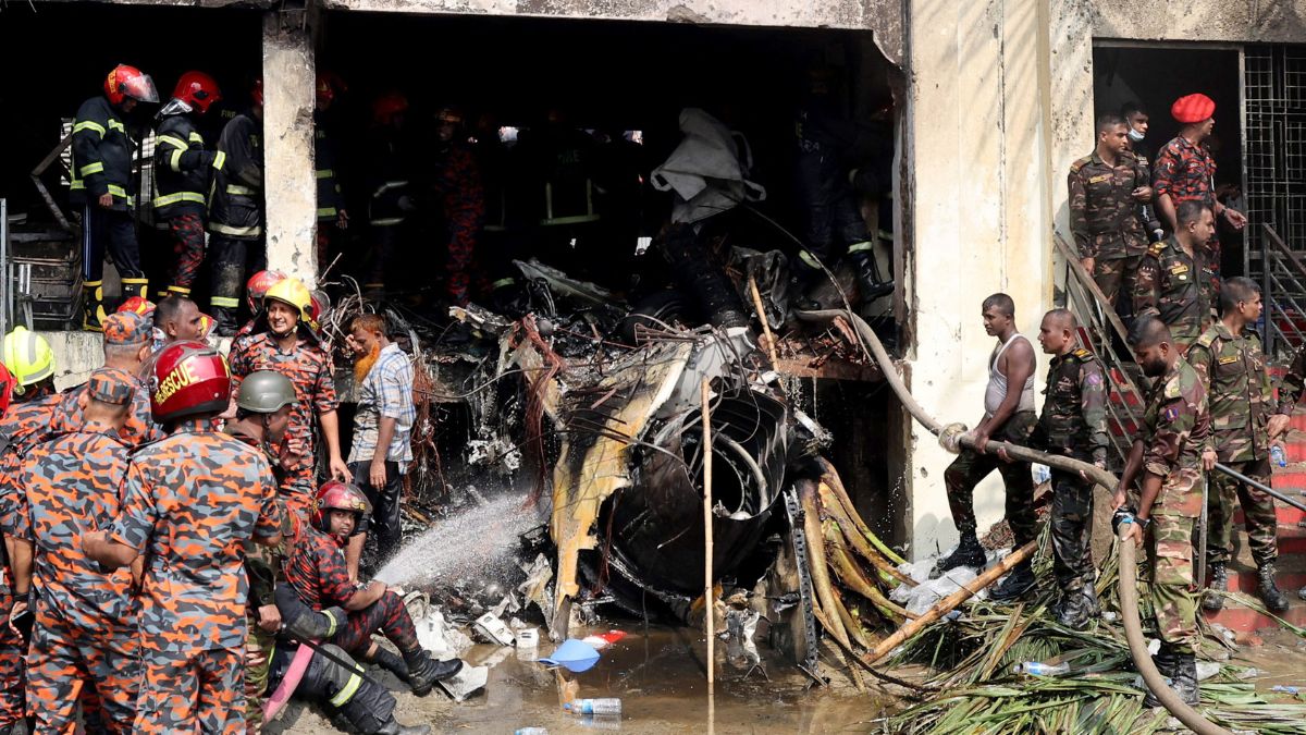Bangladesh Air Force fighter jet crashes into Dhaka school building, 20 dead & 171 injured Bangladesh Air Force fighter jet crashes into Dhaka school building, 20 dead & 171 injured