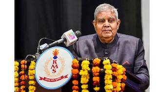 Dholpur: Former Vice President Jagdeep Dhankhar addresses the cadets and staff at Rashtriya Military School, in Dholpur, Tuesday, Januar 16, 2024. (Photo: PTI)