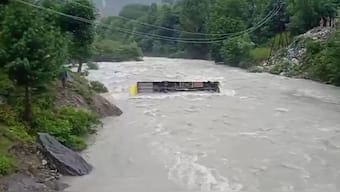 A bus fell into Indus in Ganderbal district of Jammu and Kashmir in the early hours of Wednesday, July 30, 2025. (Photo: PTI screengrab)
