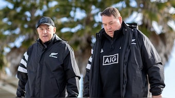 Gilbert Enoka (L) won two World Cups with the All Blacks and is known for his work on mental coaching. Image: AFP
