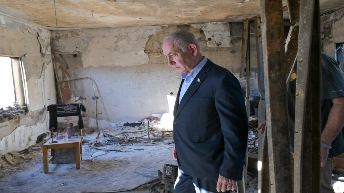 At ground zero: Netanyahu faces protests in first visit to Hamas-raided kibbutz Nir Oz