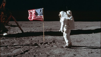 Astronaut Buzz Aldrin Jr poses for a photograph beside the US flag on the moon during the Apollo 11 mission. File image/AP