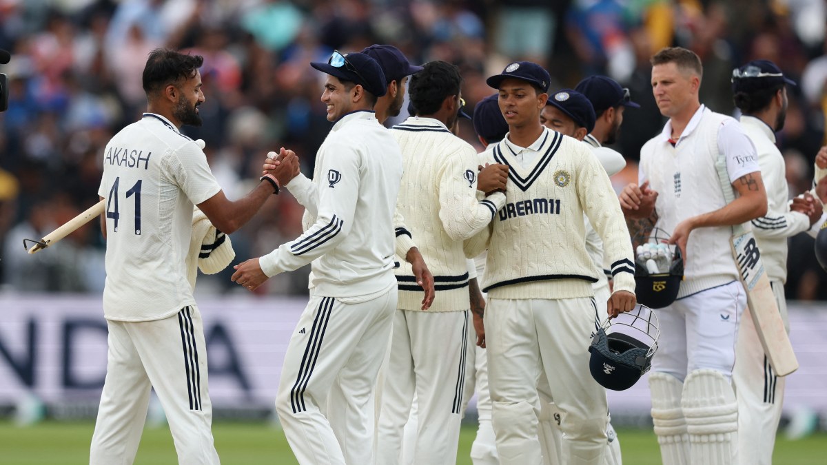 Akash Deep celebrates with captain Shubman Gill and the rest of the Indian team after collecting the final wicket to seal India's 336-run victory at Edgbaston. Reuters Akash Deep celebrates with captain Shubman Gill and the rest of the Indian team after collecting the final wicket to seal India's 336-run victory at Edgbaston. Reuters