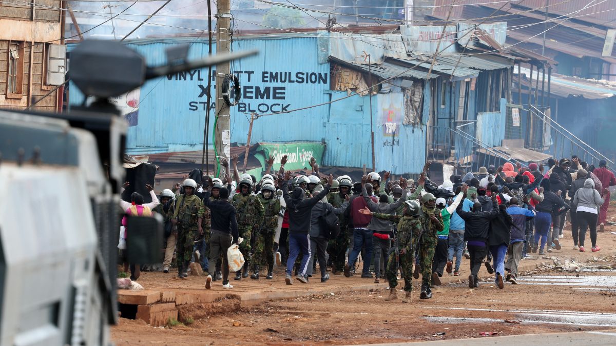 Protesters raise their hands next to riot police officers during the "Saba Saba People's March" anti-government protest, in Kangemi area of Nairobi, Kenya, July 7, 2025. File Image/Reuters Protesters raise their hands next to riot police officers during the "Saba Saba People's March" anti-government protest, in Kangemi area of Nairobi, Kenya, July 7, 2025. File Image/Reuters