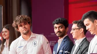 Magnus Carlsen will take on D Gukesh at the SuperUnited Croatia Rapid & Blitz 2025 on Thursday. Image: Grand Chess Tour
