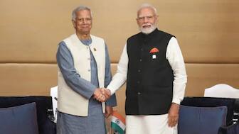 Prime Minister Narendra Modi meets Bangladesh's interim government head Muhammad Yunus in Bangkok, Thailand, on April 4, 2025. File Image/PIB