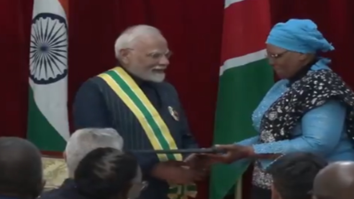 The honour was presented by Namibian President Netumbo Nandi-Ndaitwah during a formal ceremony on Wednesday. ANI The honour was presented by Namibian President Netumbo Nandi-Ndaitwah during a formal ceremony on Wednesday. ANI