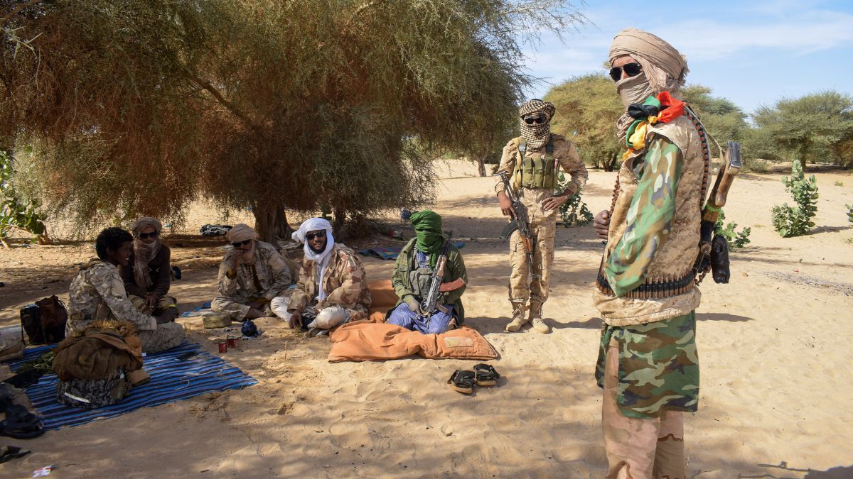 Fighters from Permanent Strategic Framework for the Defense of the People of Azawad (CSP-DPA) gather as they secure the perimeter during a meeting of Tuareg rebels army leaders in Tinzaouaten, Northern Mali, November 27, 2024. Representational Image/Reuters Fighters from Permanent Strategic Framework for the Defense of the People of Azawad (CSP-DPA) gather as they secure the perimeter during a meeting of Tuareg rebels army leaders in Tinzaouaten, Northern Mali, November 27, 2024. Representational Image/Reuters