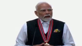 Prime Minister Narendra Modi speaks in Trinidad and Tobago on Friday. ANI