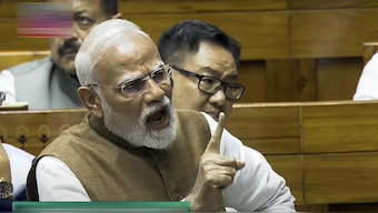 Prime Minister Narendra Modi speaks during a debate in the Lok Sabha on the Pahalgam terror attack and Operation Sindoor, at the Monsoon session of Parliament, in New Delhi, Tuesday, July 29, 2025. PTI