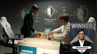 R Praggnanandhaa defeated Magnus Carlsen in just 39 moves at Freestyle Chess Grand Slam Las Vegas. Image: Freestyle Chess
