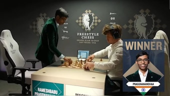 R Praggnanandhaa defeated Magnus Carlsen in just 39 moves at Freestyle Chess Grand Slam Las Vegas. Image: Freestyle Chess
