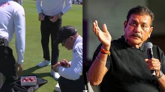 Umpires face flak from Ravi Shastri and Ian Ward as Dukes ball is changed again at Lord’s. Images: PTI/Sky Sports
