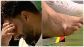 Rishabh Pant was taken off the ground in an ambulance after getting struck on the foot by a Chris Woakes yorker on Day 1 of the fourth Test against England at Old Trafford. Image credit: Screengrab/JioHotstar