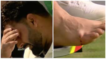 Rishabh Pant was taken off the ground in an ambulance after getting struck on the foot by a Chris Woakes yorker on Day 1 of the fourth Test against England at Old Trafford. Image credit: Screengrab/JioHotstar